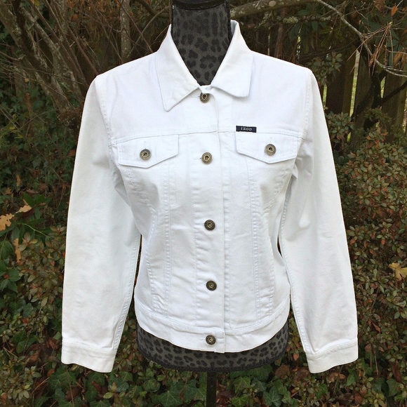 stretch white denim jacket